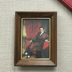 Vintage Wood and Brass Framed Man in Robe Print